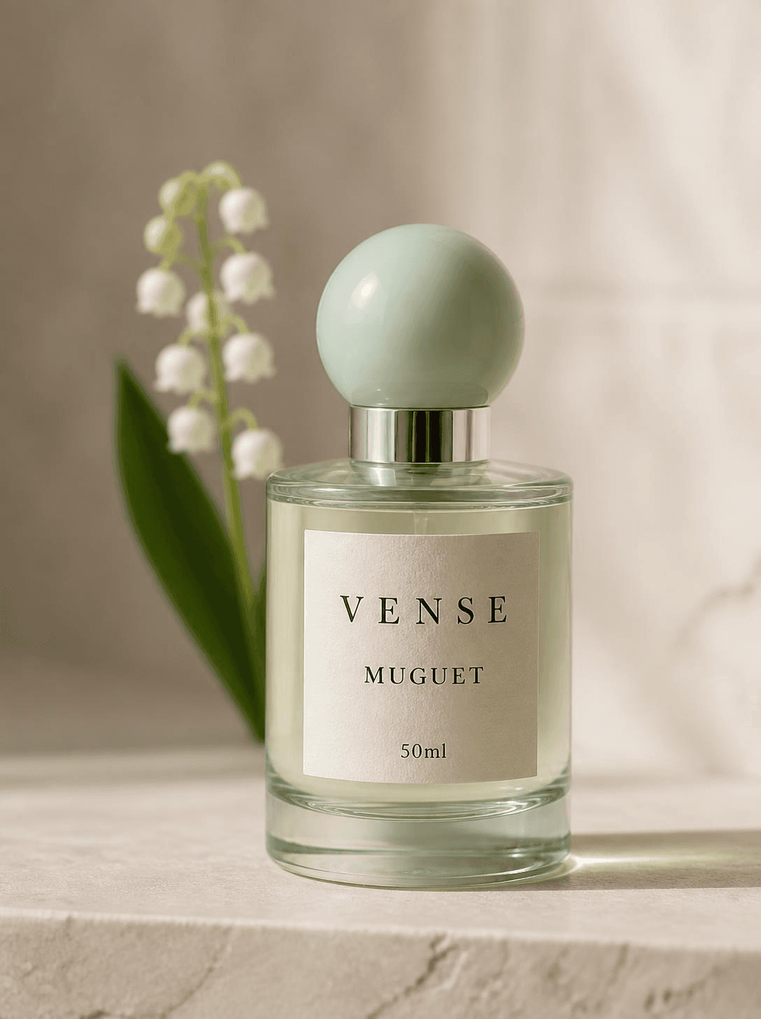 VENSE Muguet eau de parfum, pale celadon bottle