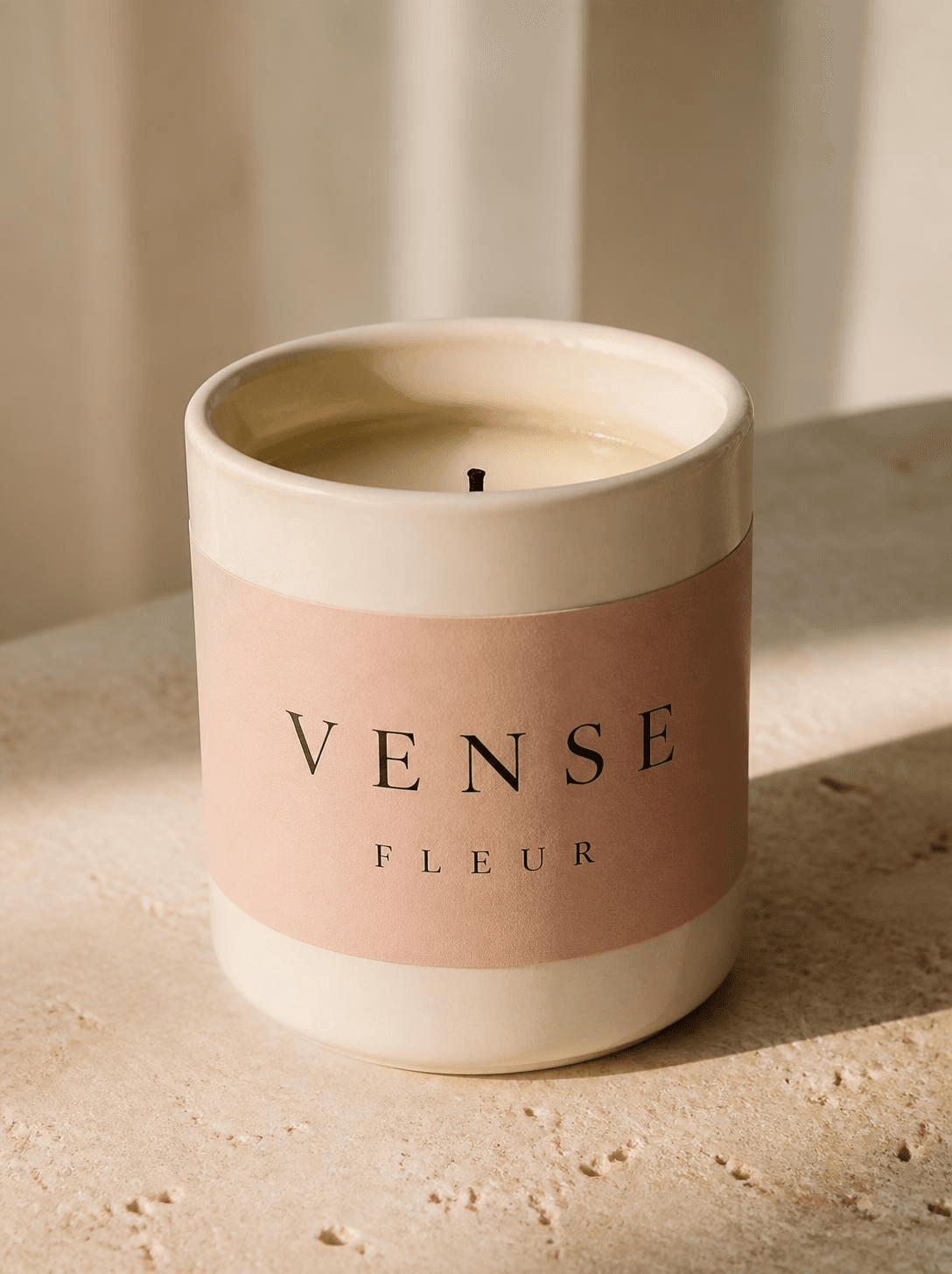 VENSE Fleur candle, cream ceramic vessel
