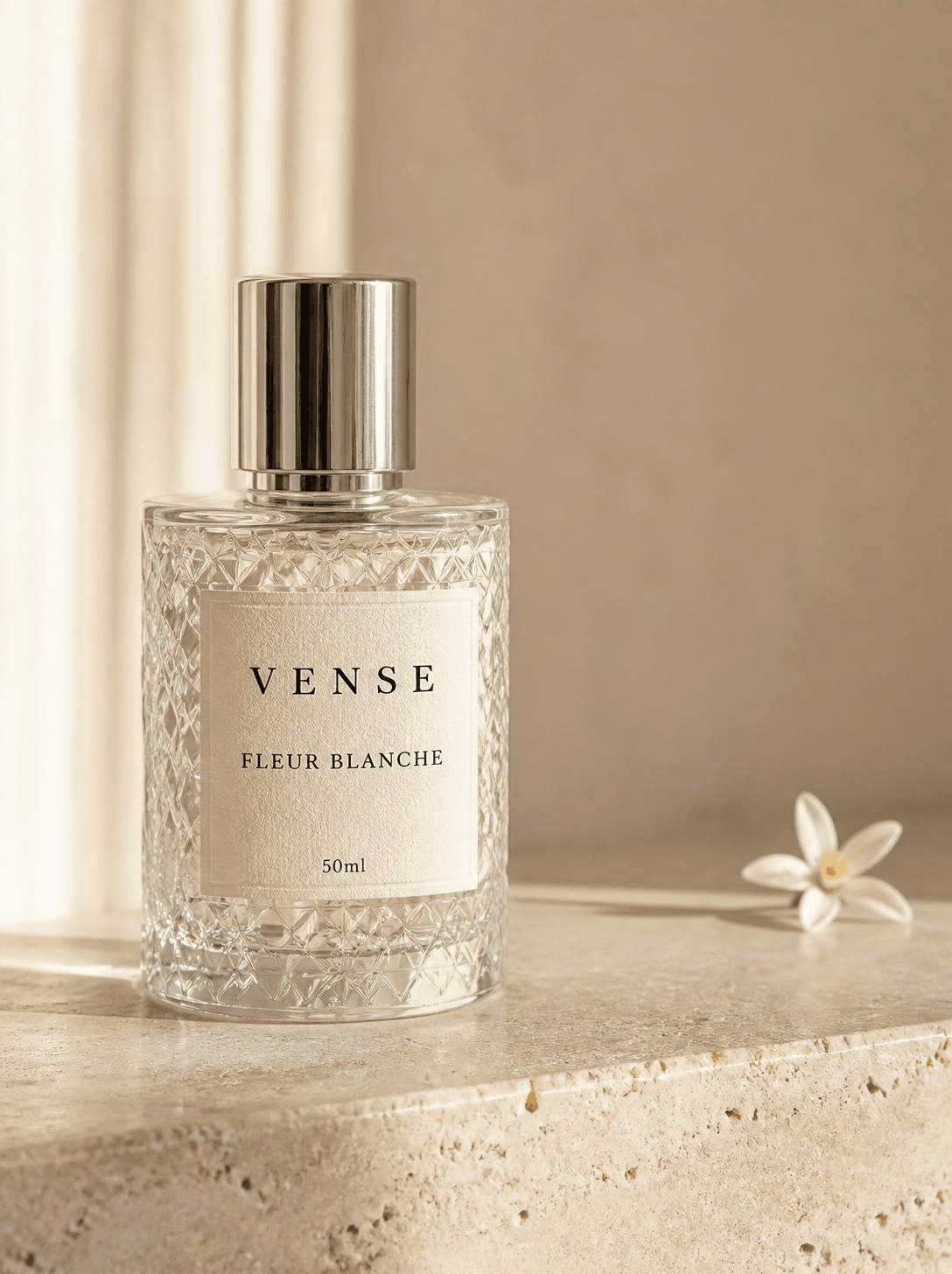 VENSE Fleur Blanche eau de parfum, clear crystal bottle