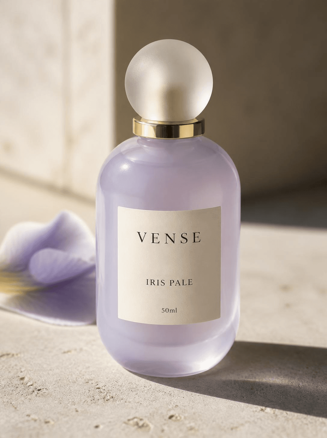 VENSE Iris Pale eau de parfum, milky lilac bottle