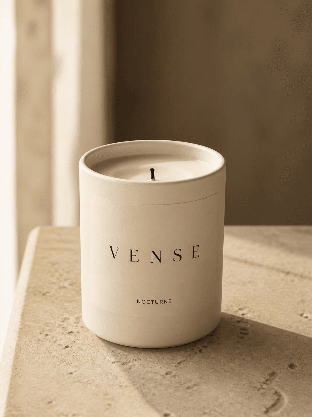 VENSE Nocturne candle, cream ceramic vessel