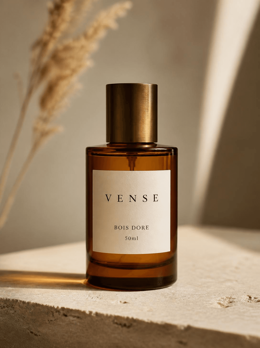 VENSE Bois Dore eau de parfum, amber glass bottle