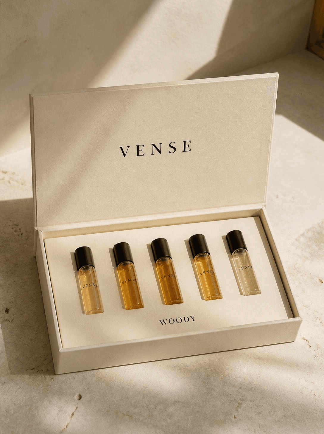VENSE Woody discovery set, five mini vials
